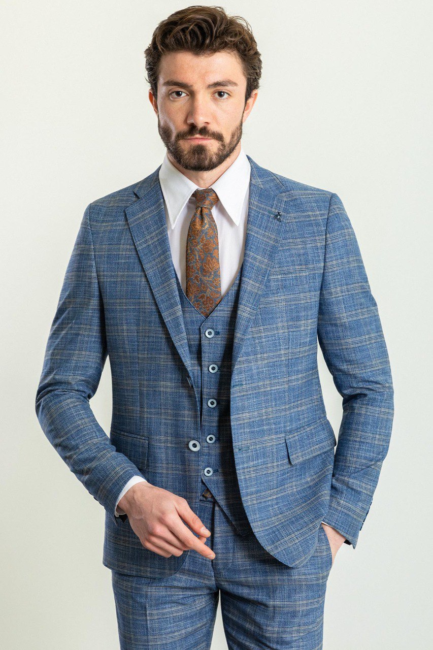 Blue Plaid 3-Piece Suit