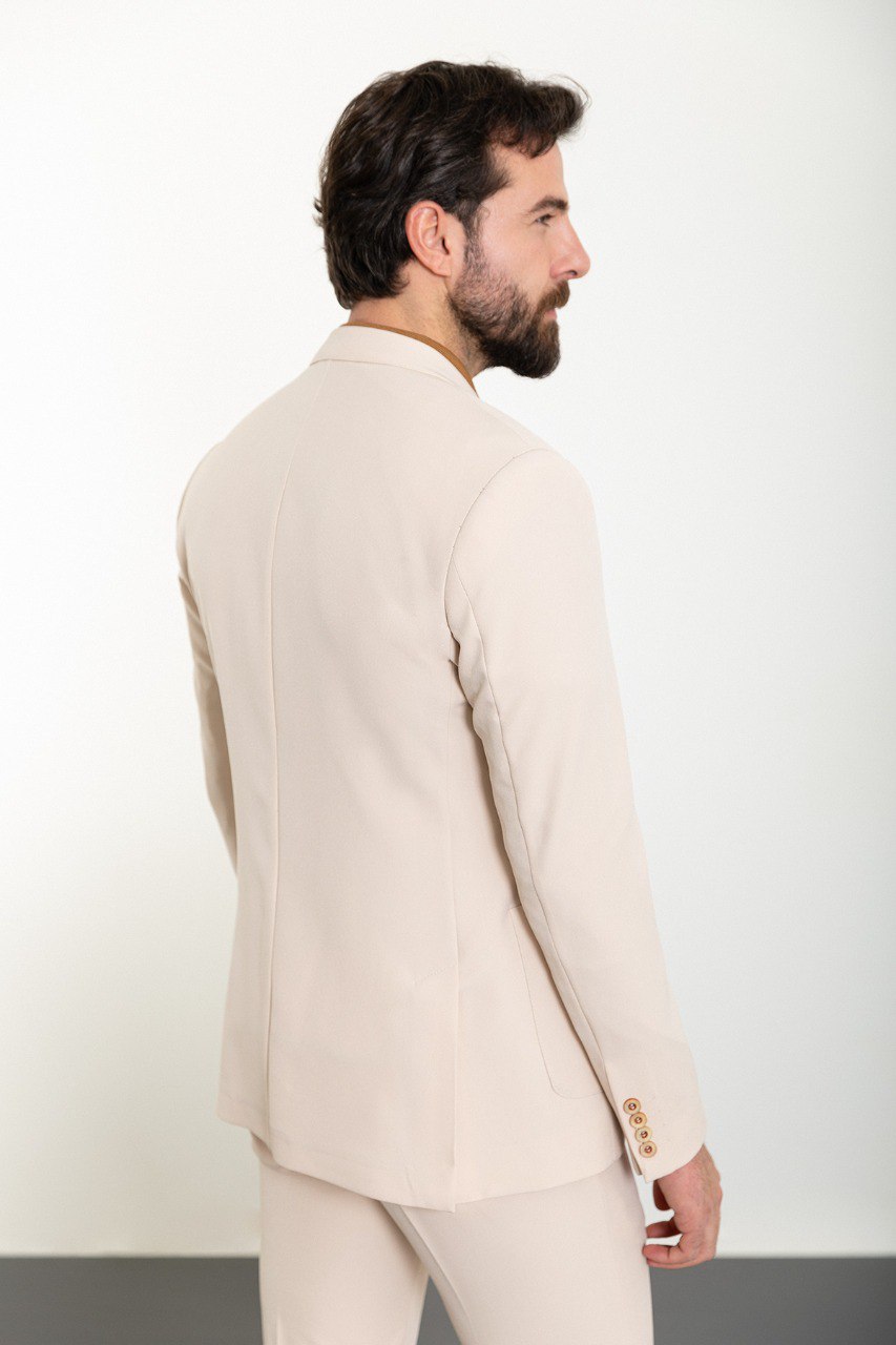 Men's Beige Slim Fit Suit
