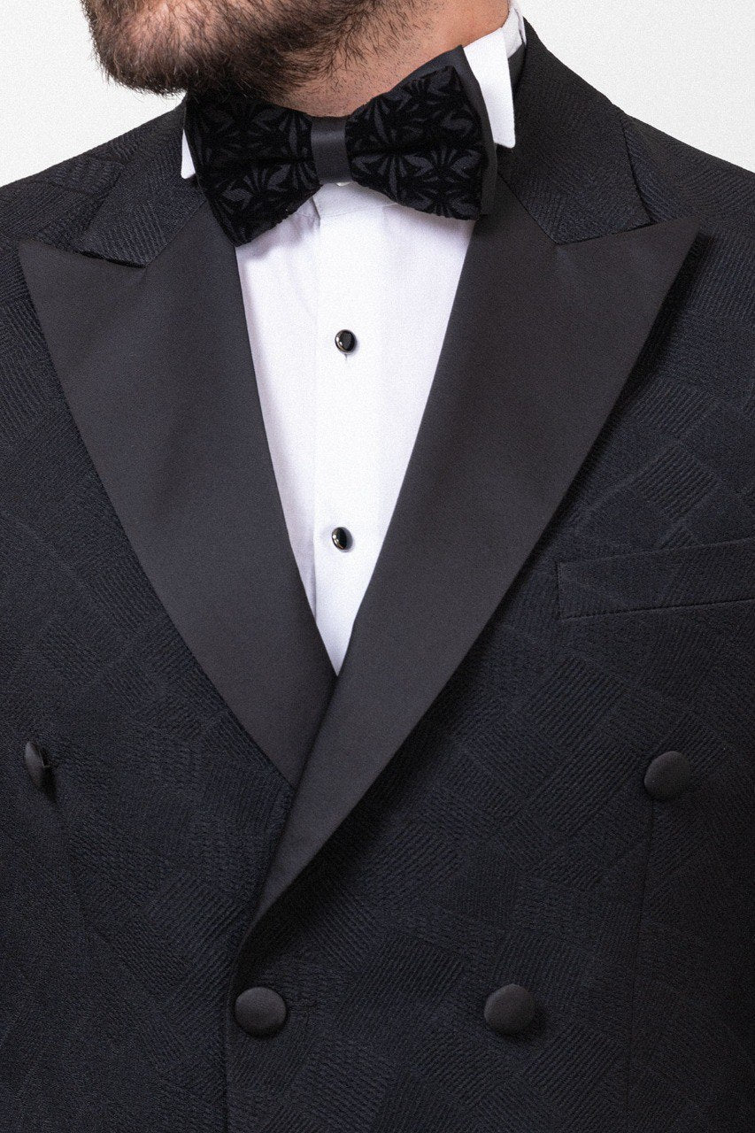 Men’s Black Textured Slim Fit Tuxedo
