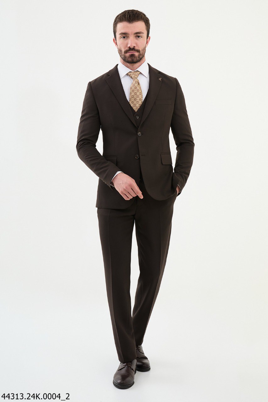 Chocolate Brown Slim Fit 3-Piece Suit