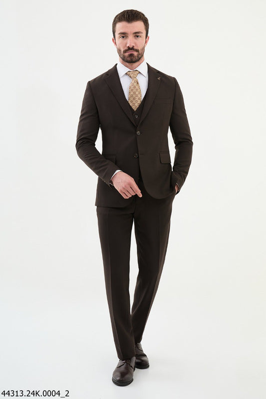 Chocolate Brown Slim Fit 3-Piece Suit