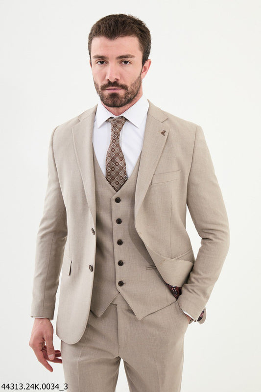 Sandstone Fit Beige Wedding Suit