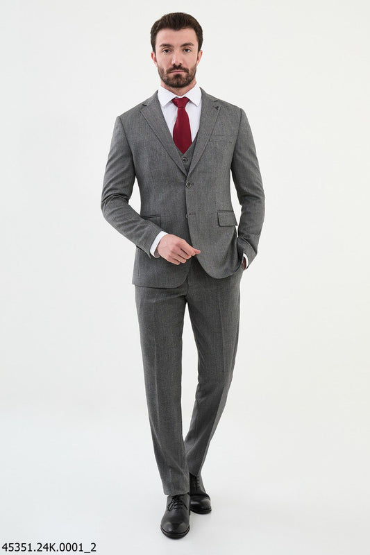 Light Gray Slim Fit 3-Piece Suit