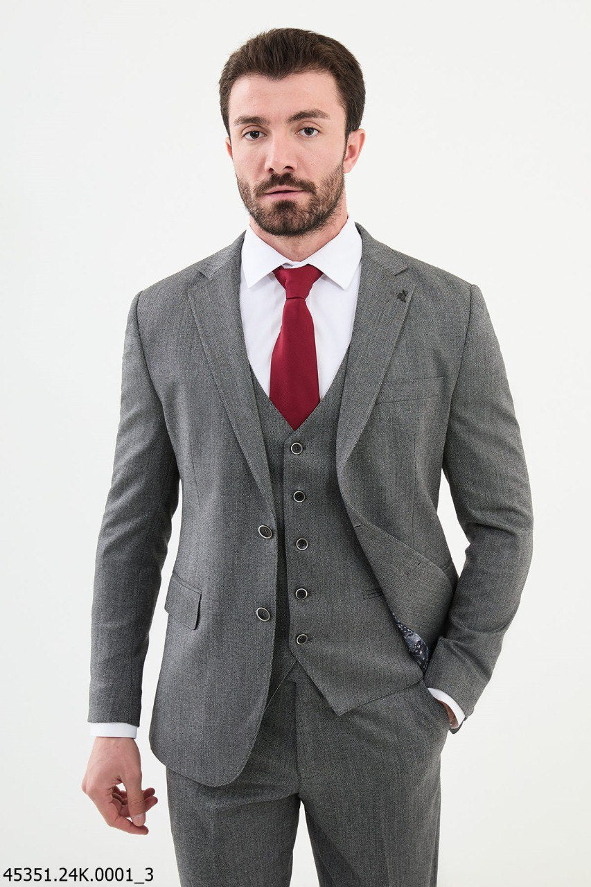 Light Gray Slim Fit 3-Piece Suit