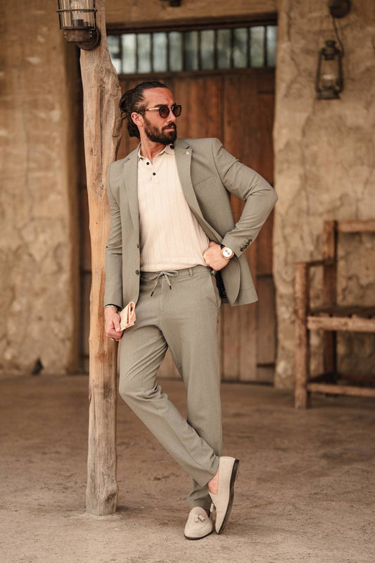 Men's Beige Tailored Casual Suit