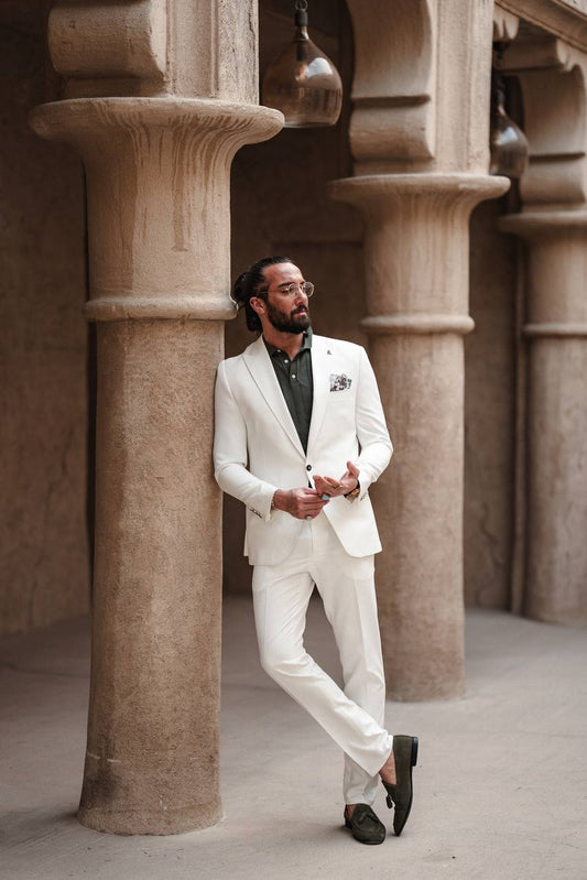The Linen Blend White Suit