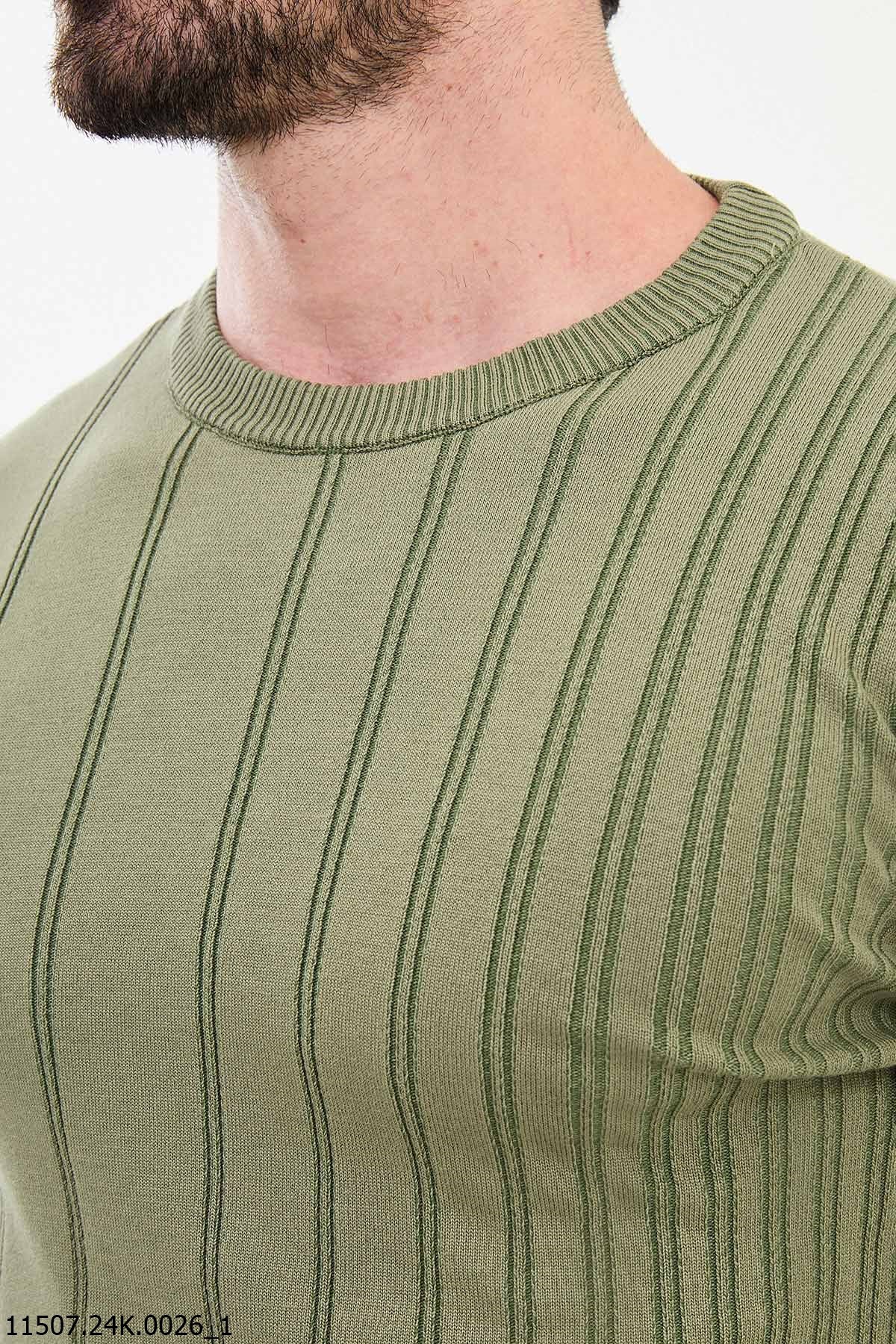 Bojoni Chicago Slim Fit Green Knitted Sweater