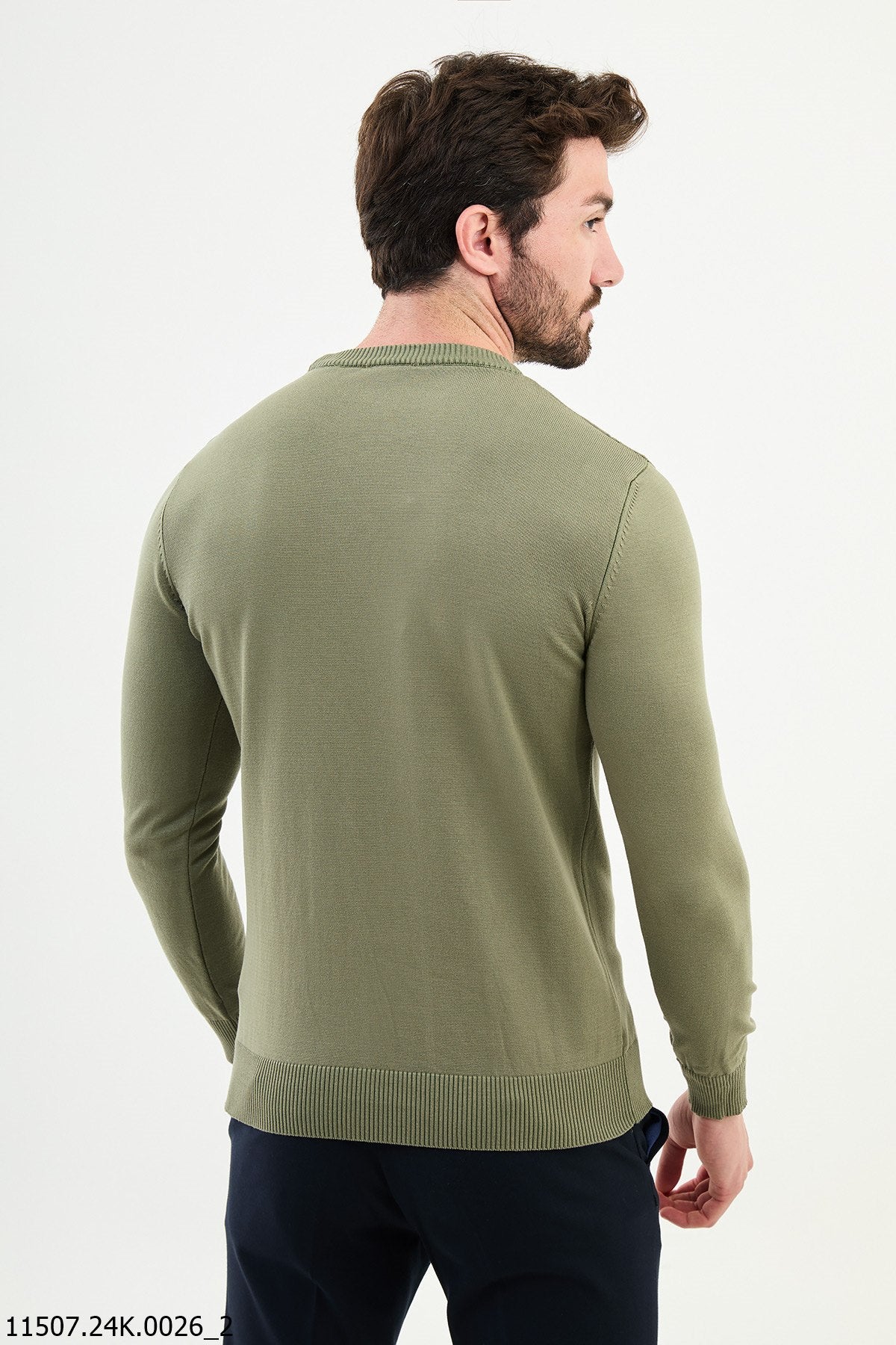 Bojoni Chicago Slim Fit Green Knitted Sweater