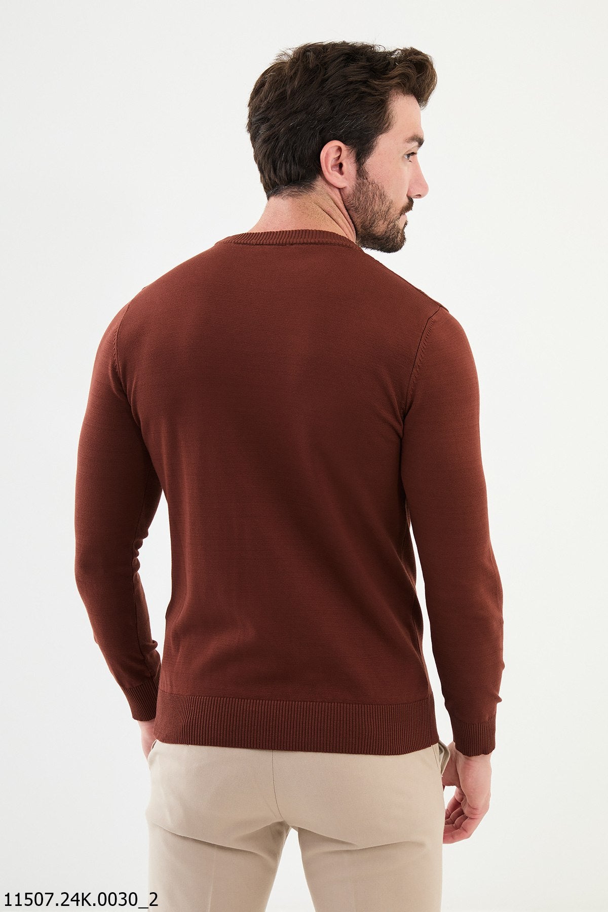 Bojoni Chicago Slim Fit Brown Knitted Sweater