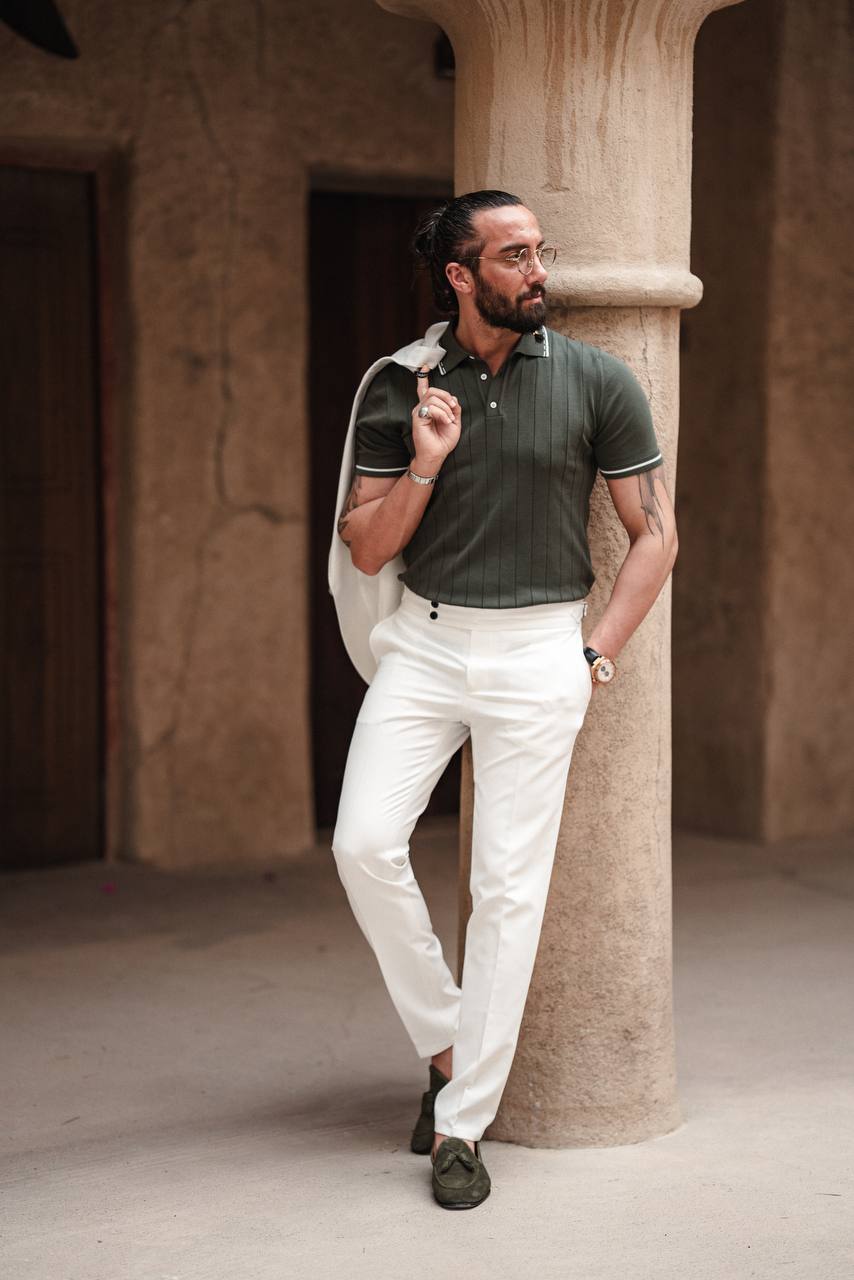 Men's Green Crew Neck Knitwear