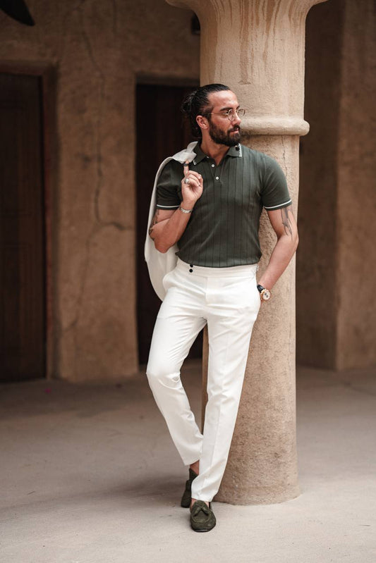 Men's Green Crew Neck Knitwear
