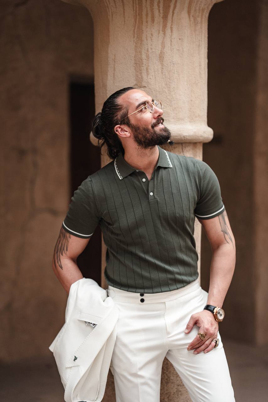 Men's Green Crew Neck Knitwear