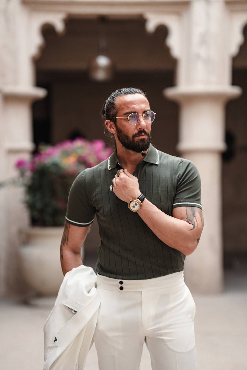 Men's Green Crew Neck Knitwear