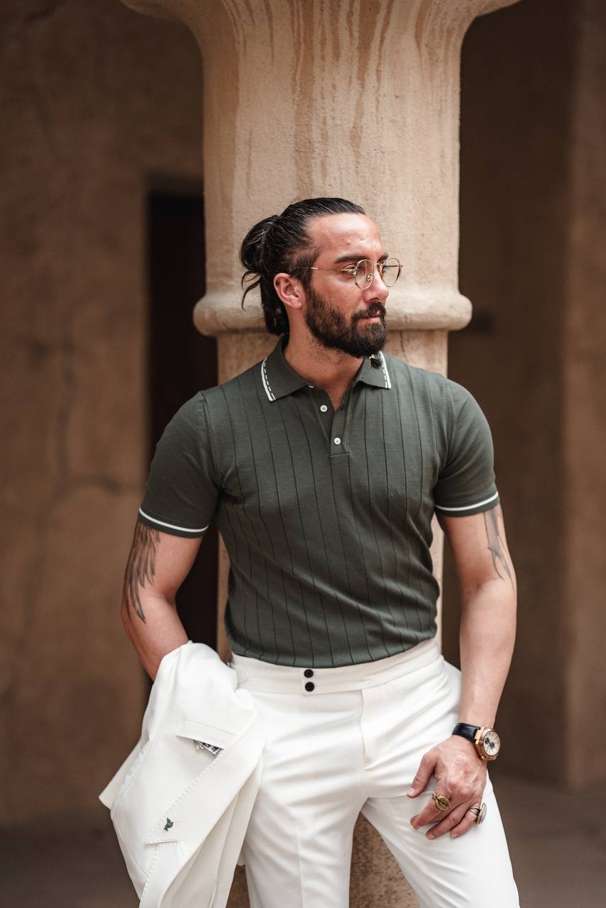 Men's Green Crew Neck Knitwear